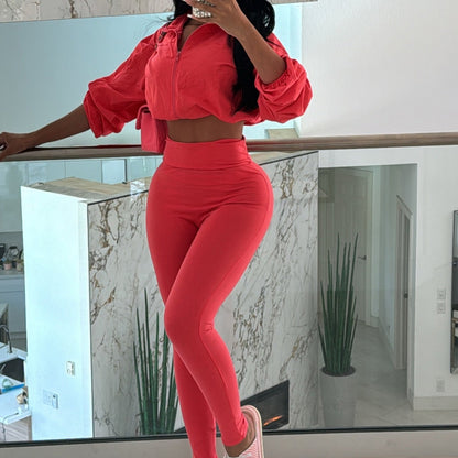 European And American-style Sexy Drawstring Waist Cinching Midriff-baring Tight Pants Two-piece Set