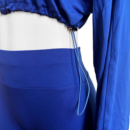 European And American-style Sexy Drawstring Waist Cinching Midriff-baring Tight Pants Two-piece Set