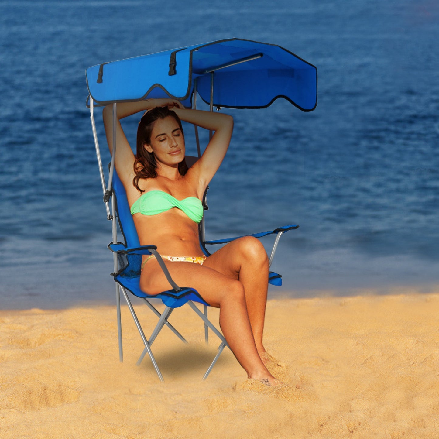 Camping Chair With Sunshade, Foldable Portable Rain Shelter Chair, Supports 330LBS, Banned On Walmart Platform
