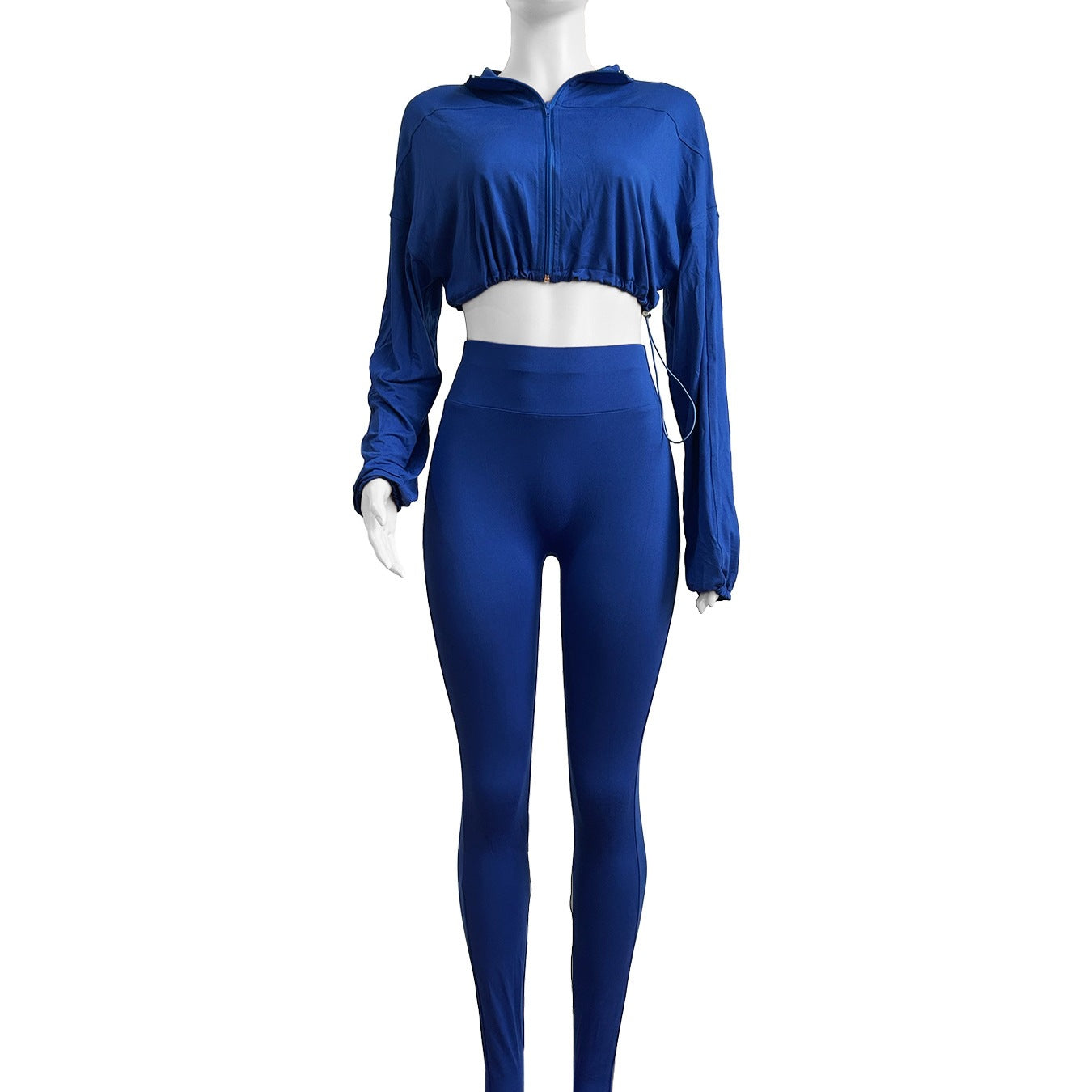 European And American-style Sexy Drawstring Waist Cinching Midriff-baring Tight Pants Two-piece Set