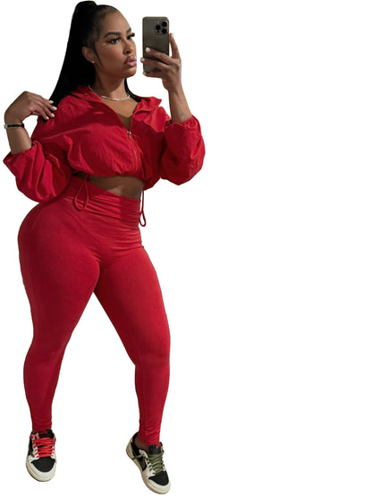 European And American-style Sexy Drawstring Waist Cinching Midriff-baring Tight Pants Two-piece Set